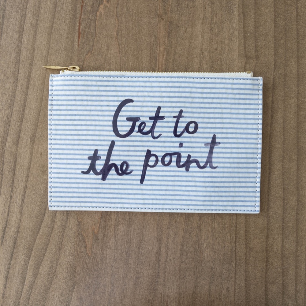 Kate Spade Get to the Point Blue and White Stripe Pencil Case